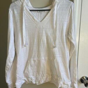 White Loft‎ V-neck hoodie with pocket, small imperfections shown in pictures